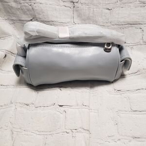 Bellanovi Womens Minimalist Light Gray Mini Barrel Bag.